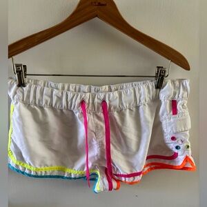 Girls Op White & Neon Board Shorts, size Large (11/13)